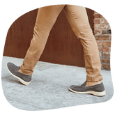 Slate Suede Loafer On Model Walking