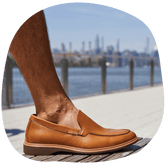 Honey Leather Loafer Single Shoe on Model