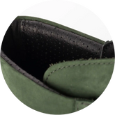 The Boot in Olive by Amberjack - close up of sheepskin lining