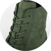 The Boot in Olive by Amberjack - close up of A-grade nubuck leather