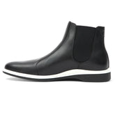 The Chelsea Boot by Amberjack in Onyx Black Leather - Medial view