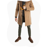 Chestnut Brown Chelsea Boots on Model with Green Pants