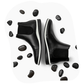 Black and white amberjack chelsea boots