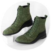 The Boot Olive green Nubuck on white blocks