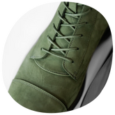 close up of Olive green nubuck